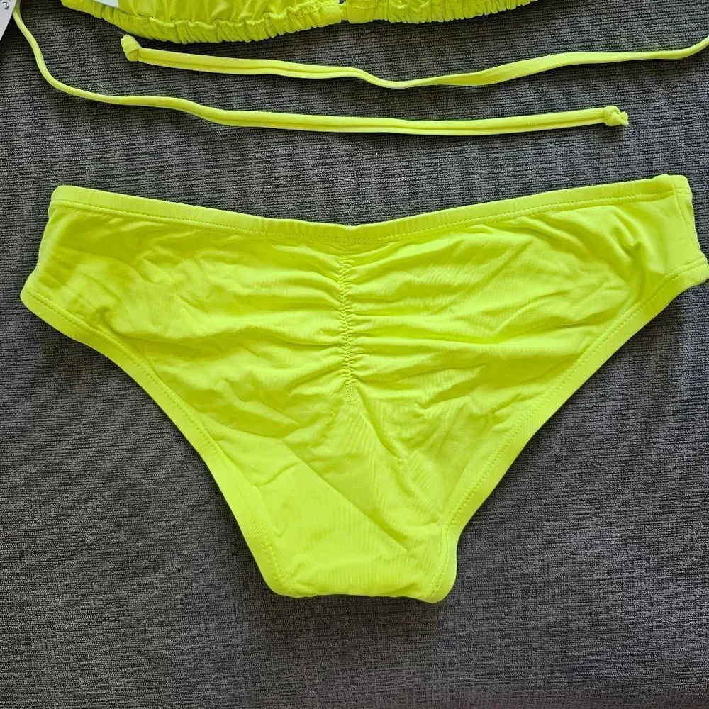 Becca Women's Classic Triangle neon yellow Top & Bottom Two Piece Set Si…